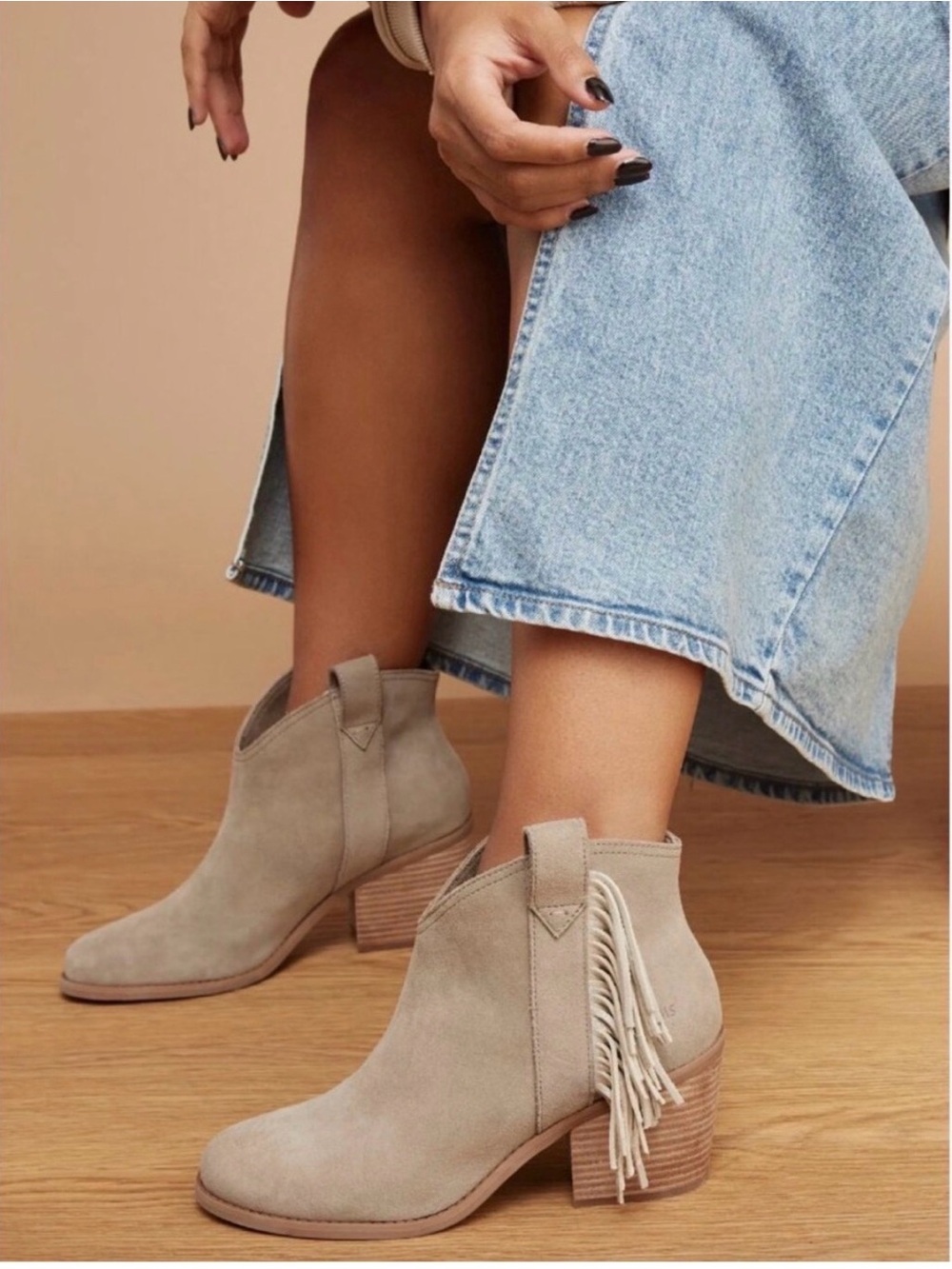 NIB TOMS Constance Genuine Leather/Suede Fringe Bootie Size 7